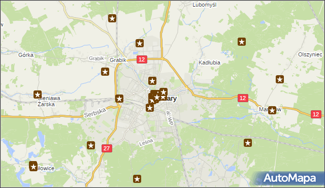 mapa Żary, Żary na mapie Targeo