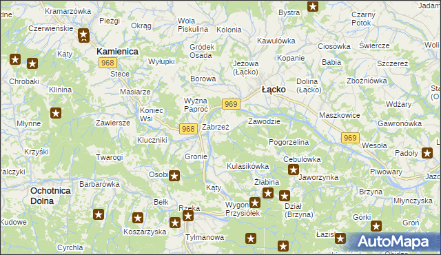 mapa Zarzecze gmina Łącko, Zarzecze gmina Łącko na mapie Targeo