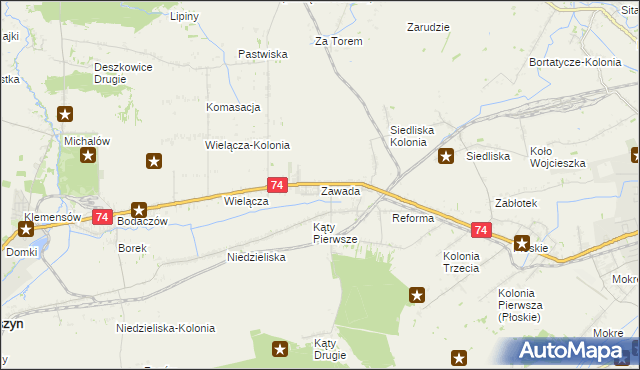 mapa Zawada gmina Zamość, Zawada gmina Zamość na mapie Targeo