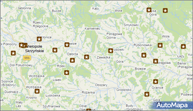 mapa Zawadka gmina Strzyżów, Zawadka gmina Strzyżów na mapie Targeo