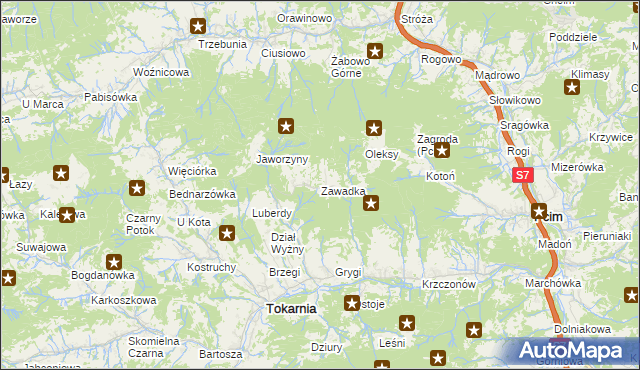mapa Zawadka gmina Tokarnia, Zawadka gmina Tokarnia na mapie Targeo