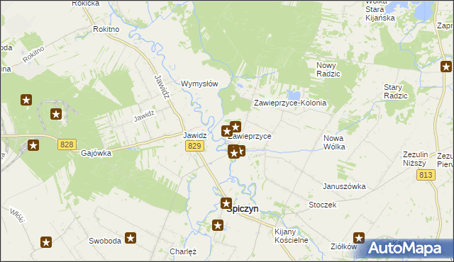 mapa Zawieprzyce, Zawieprzyce na mapie Targeo