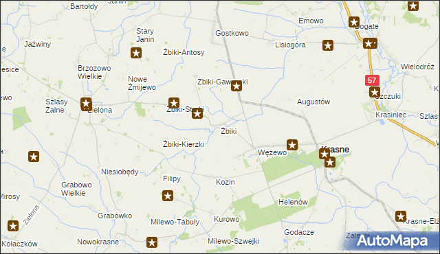 mapa Żbiki gmina Krasne, Żbiki gmina Krasne na mapie Targeo