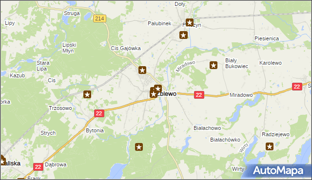 mapa Zblewo, Zblewo na mapie Targeo