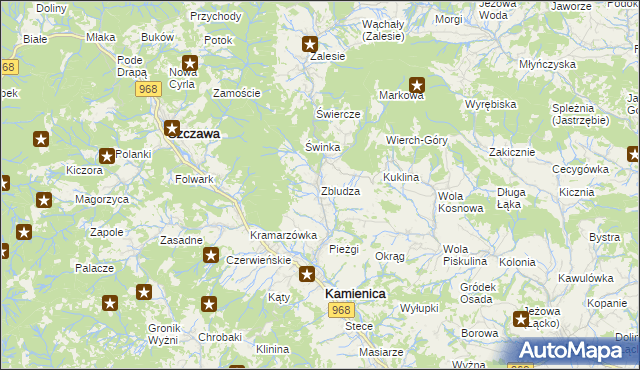 mapa Zbludza, Zbludza na mapie Targeo