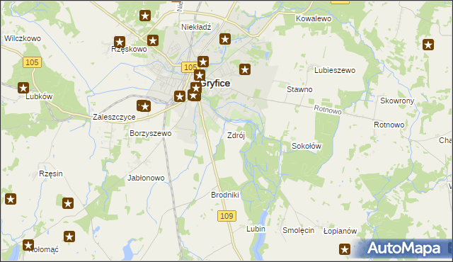 mapa Zdrój gmina Gryfice, Zdrój gmina Gryfice na mapie Targeo