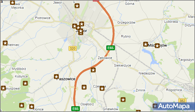 mapa Zębowice gmina Paszowice, Zębowice gmina Paszowice na mapie Targeo