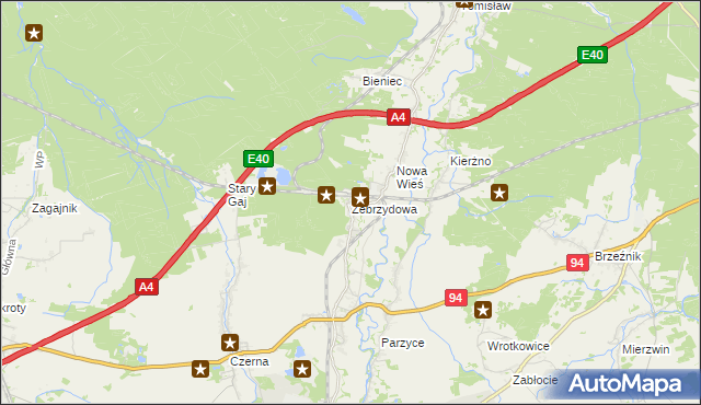mapa Zebrzydowa, Zebrzydowa na mapie Targeo
