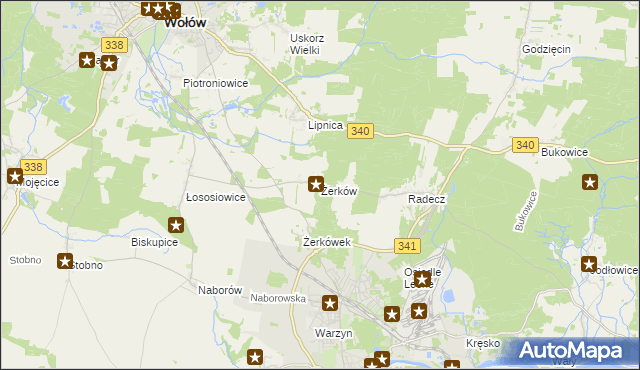 mapa Żerków gmina Brzeg Dolny, Żerków gmina Brzeg Dolny na mapie Targeo