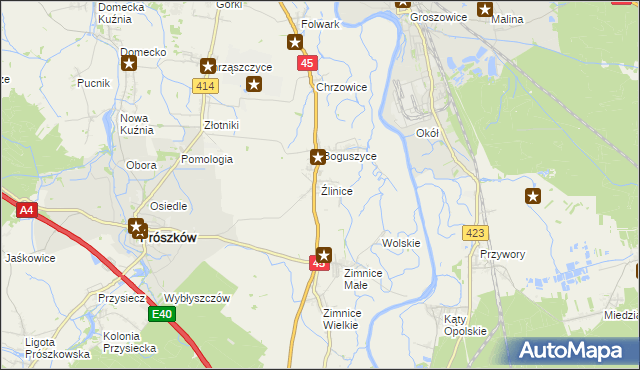 mapa Źlinice, Źlinice na mapie Targeo