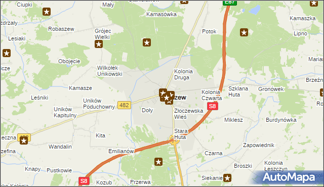 mapa Złoczew, Złoczew na mapie Targeo