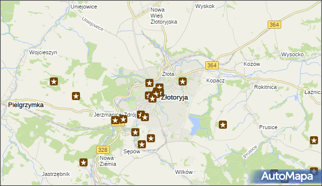 mapa Złotoryja, Złotoryja na mapie Targeo