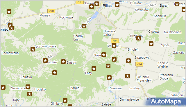 mapa Złożeniec, Złożeniec na mapie Targeo