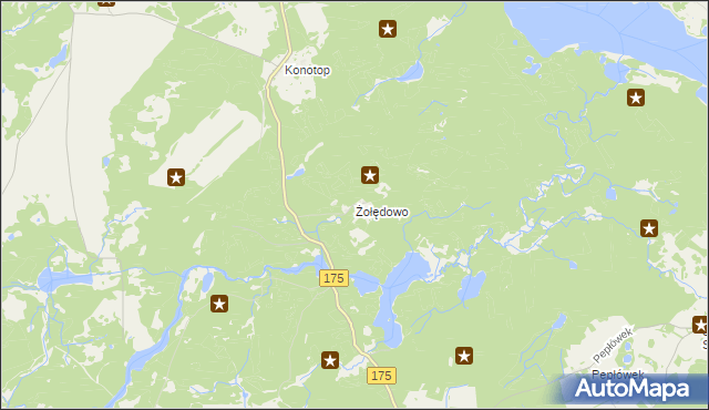 mapa Żołędowo gmina Drawsko Pomorskie, Żołędowo gmina Drawsko Pomorskie na mapie Targeo