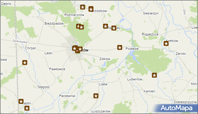 mapa Żółków gmina Żerków, Żółków gmina Żerków na mapie Targeo