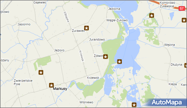 mapa Żółwiniec gmina Markusy, Żółwiniec gmina Markusy na mapie Targeo