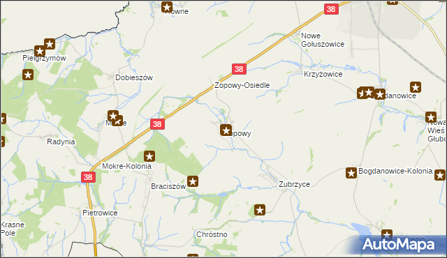 mapa Zopowy, Zopowy na mapie Targeo