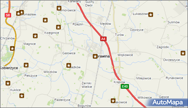 mapa Żórawina, Żórawina na mapie Targeo