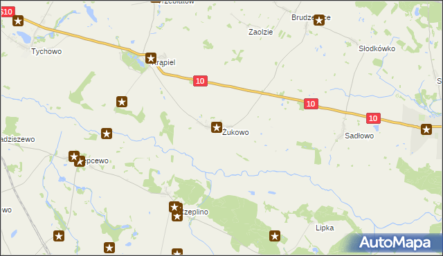mapa Żukowo gmina Suchań, Żukowo gmina Suchań na mapie Targeo