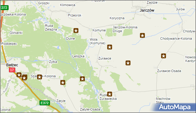 mapa Żurawce, Żurawce na mapie Targeo