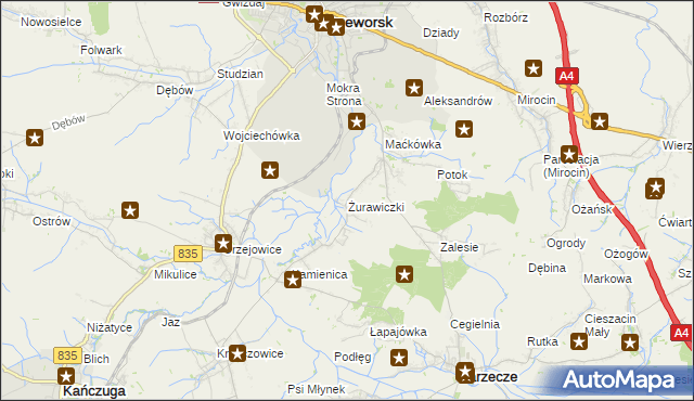 mapa Żurawiczki, Żurawiczki na mapie Targeo