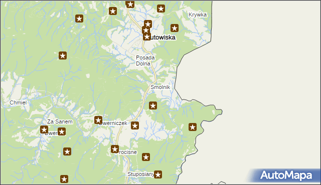 mapa Żurawin gmina Lutowiska, Żurawin gmina Lutowiska na mapie Targeo