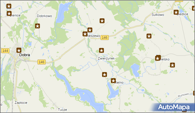 mapa Zwierzynek gmina Węgorzyno, Zwierzynek gmina Węgorzyno na mapie Targeo