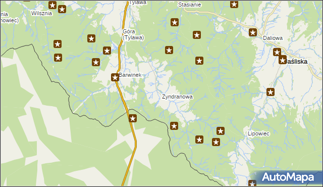 mapa Zyndranowa, Zyndranowa na mapie Targeo