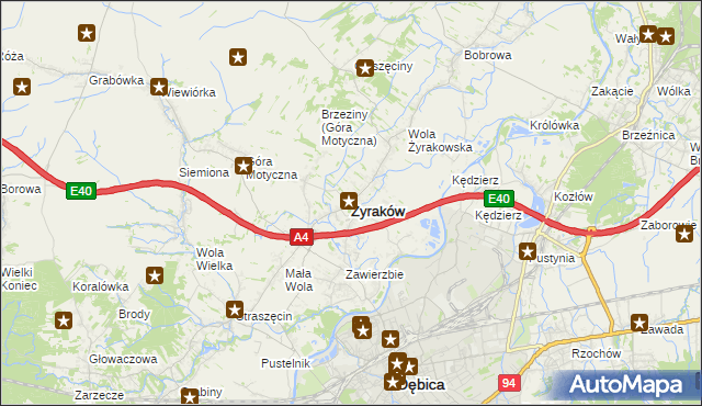 mapa Żyraków, Żyraków na mapie Targeo