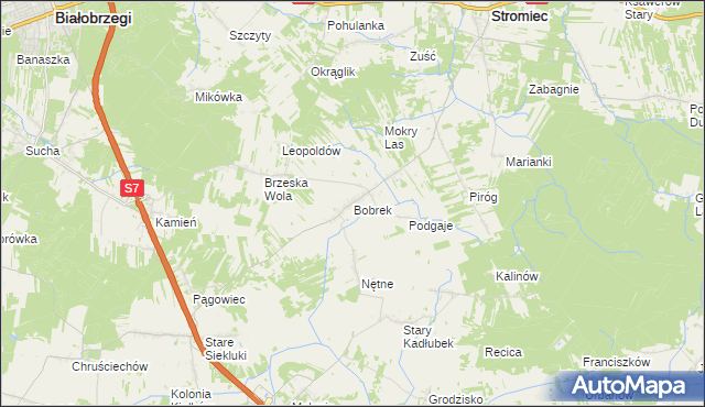 mapa Bobrek gmina Stromiec, Bobrek gmina Stromiec na mapie Targeo