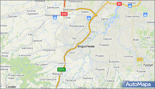 mapa Boguchwała powiat rzeszowski, Boguchwała powiat rzeszowski na mapie Targeo