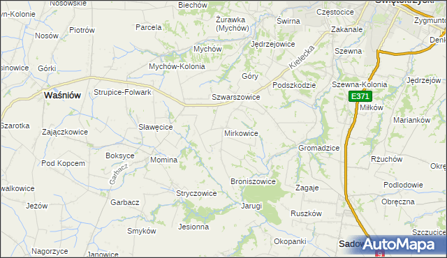 mapa Mirkowice gmina Bodzechów, Mirkowice gmina Bodzechów na mapie Targeo