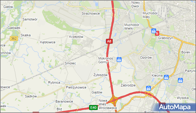 mapa Mokronos Górny, Mokronos Górny na mapie Targeo