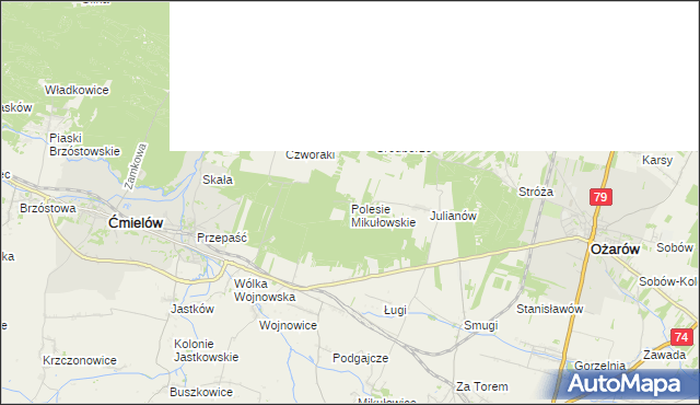 mapa Polesie Mikułowskie, Polesie Mikułowskie na mapie Targeo