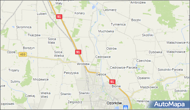 mapa Cedrowice, Cedrowice na mapie Targeo