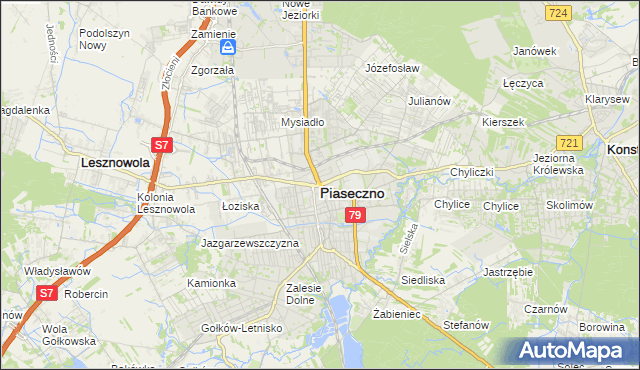 mapa Piaseczno, Piaseczno na mapie Targeo
