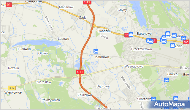 mapa Batorowo gmina Tarnowo Podgórne, Batorowo gmina Tarnowo Podgórne na mapie Targeo
