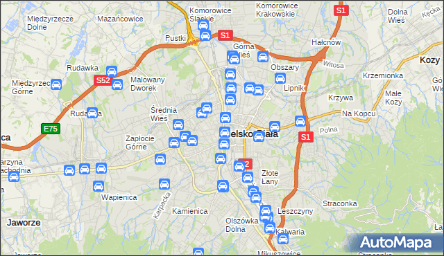 mapa Bielsko-Białej, Bielsko-Biała na mapie Targeo