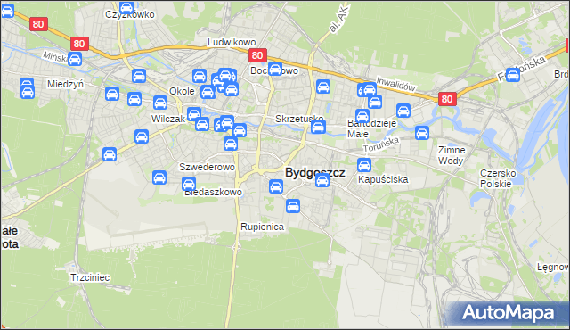 mapa Bydgoszczy, Bydgoszcz na mapie Targeo