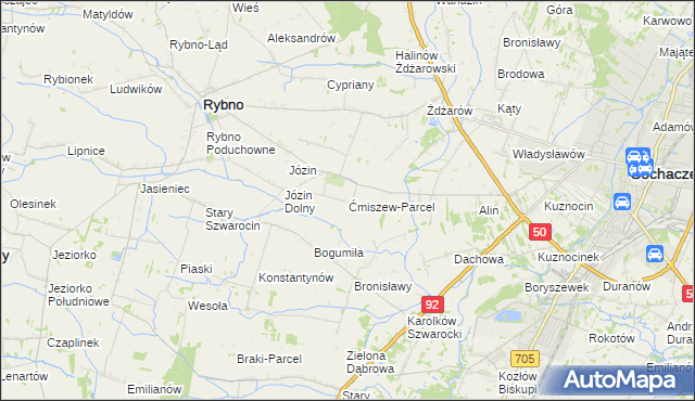 mapa Ćmiszew-Parcel, Ćmiszew-Parcel na mapie Targeo