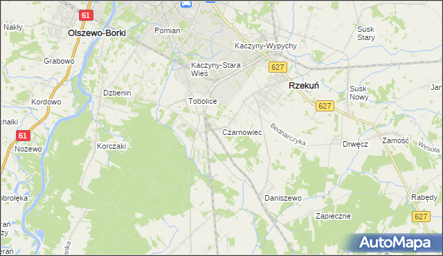 mapa Czarnowiec gmina Rzekuń, Czarnowiec gmina Rzekuń na mapie Targeo