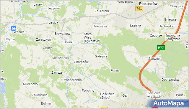 mapa Gałęzice, Gałęzice na mapie Targeo