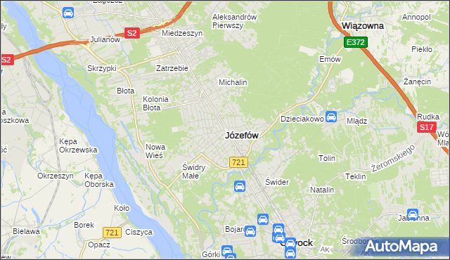mapa Józefów powiat otwocki, Józefów powiat otwocki na mapie Targeo
