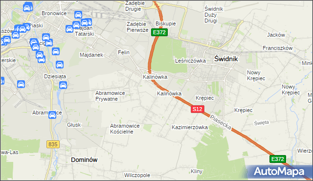 mapa Kalinówka gmina Głusk, Kalinówka gmina Głusk na mapie Targeo