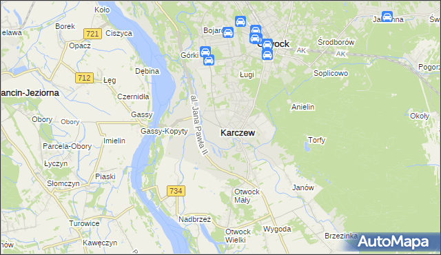 mapa Karczew powiat otwocki, Karczew powiat otwocki na mapie Targeo