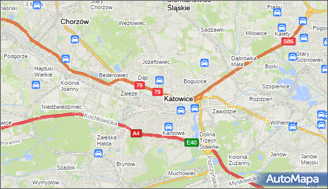 mapa Katowic, Katowice na mapie Targeo
