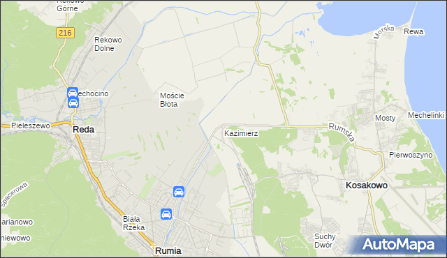 mapa Kazimierz gmina Kosakowo, Kazimierz gmina Kosakowo na mapie Targeo