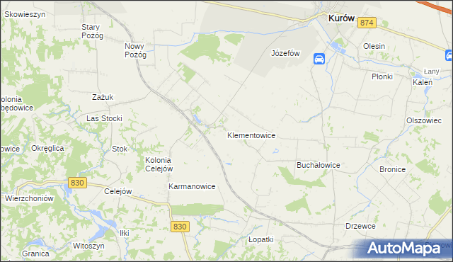 mapa Klementowice, Klementowice na mapie Targeo