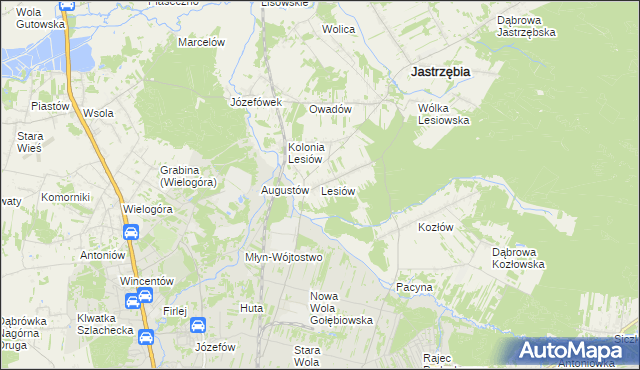 mapa Lesiów, Lesiów na mapie Targeo