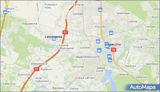 mapa Łoziska, Łoziska na mapie Targeo